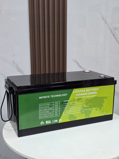Batería de Litio LiFePO4 (12V) 200Ah Infinite Technology® - 6,000 Ciclos - Bluetooth Integrado