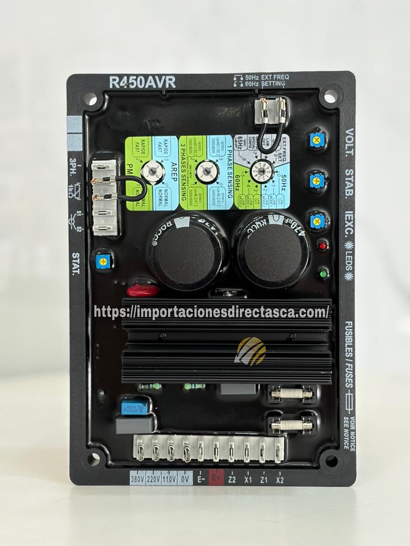 Regulador Automático de Voltaje AVR R450 Infinite Technology® para Alternadores Industriales de Alto Desempeño.