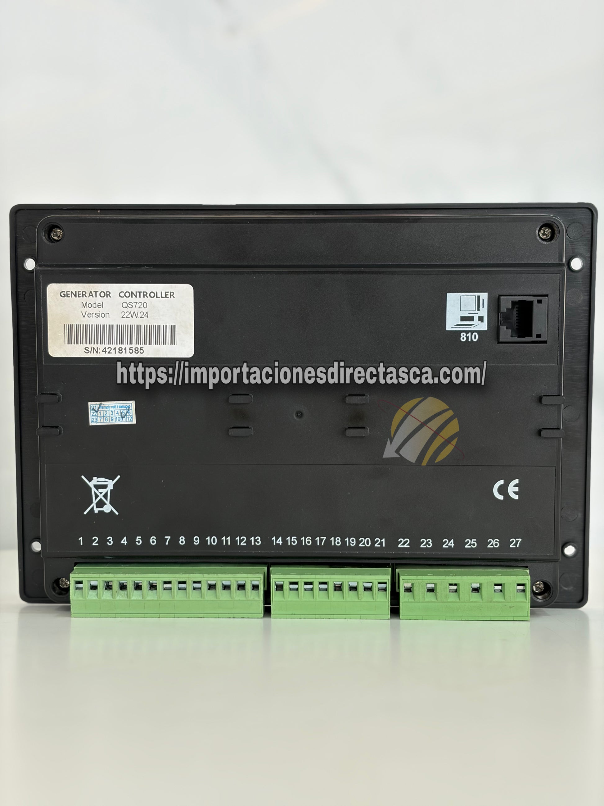 Detalle de terminales y puertos de conexión del controlador DSE 720 - Gestión y Protección de Motores Infinite Technology®.