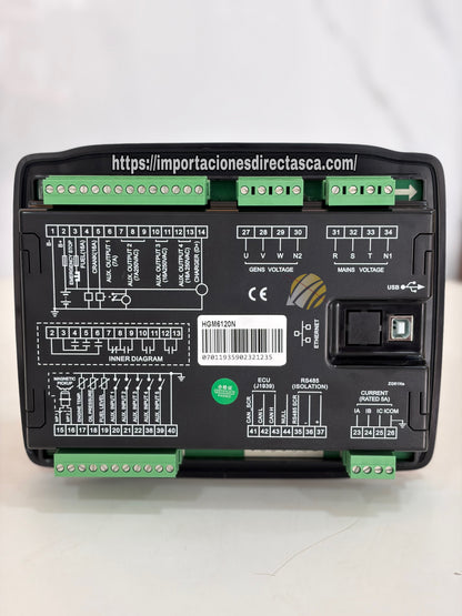 Conexiones y terminales del controlador SmartGen 6120 - Automatización y Protección Infinite Technology®.