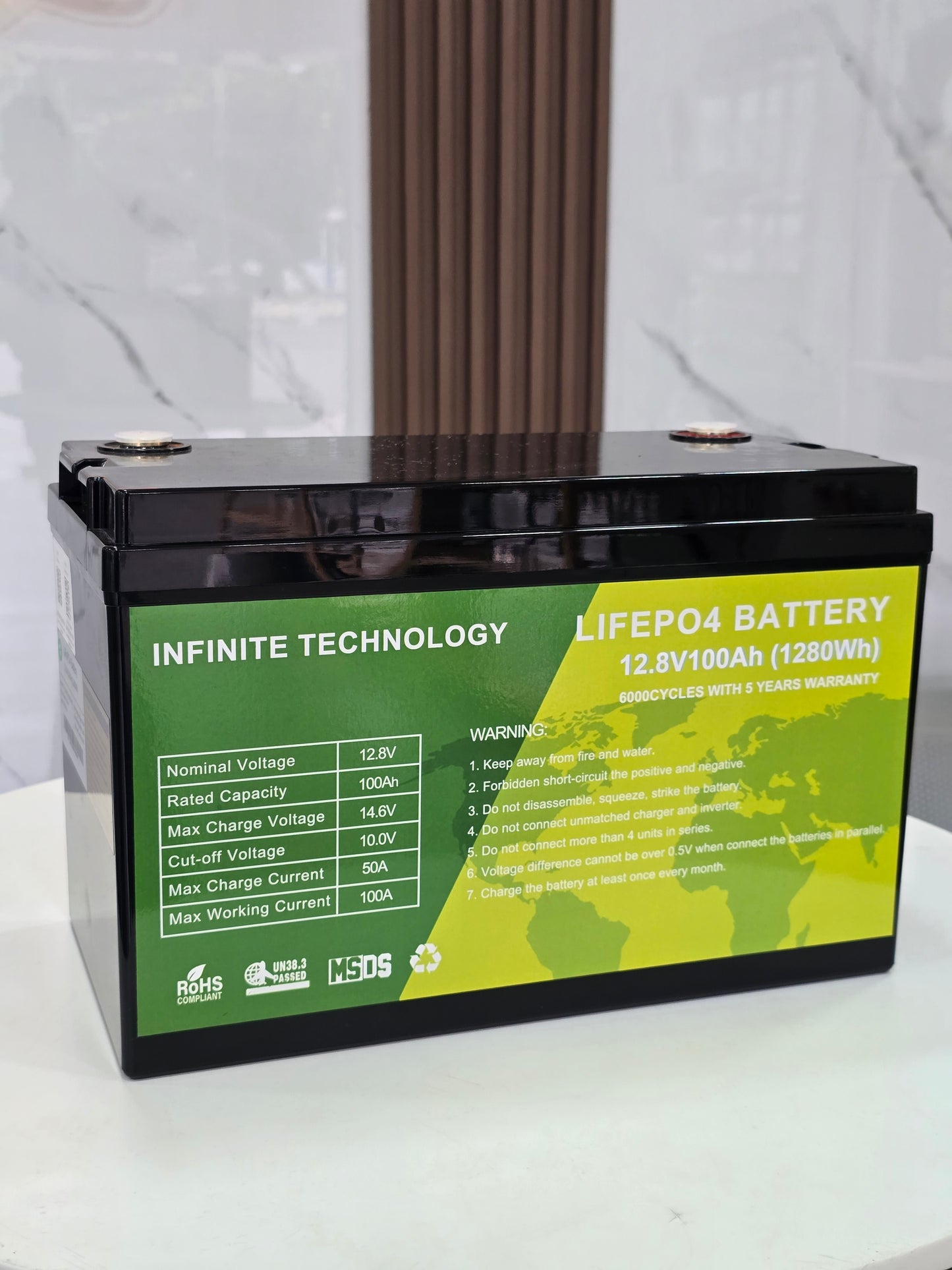 Batería de Litio LiFePO4 (12V) 100Ah  Infinite Technology® - 6,000 Ciclos - Bluetooth Integrado